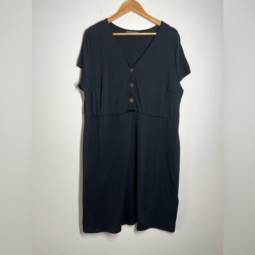 Inner Circle Crêped Black Mini Dress 3 Buttons Size XL